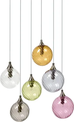 Produktbild von BELIANI Pendelleuchte Bunt aus Glas mit Kugelschirmen 6-flammig Retro Stil Modernes Design Wohnzimmer Esszimmer Hängelampe Hängeleuchte