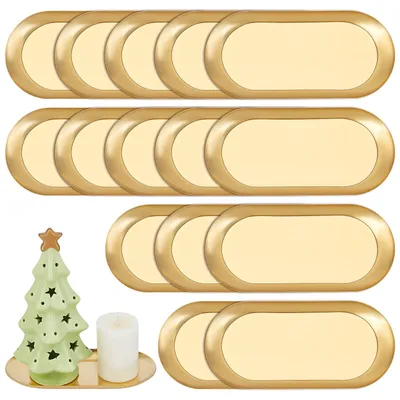 20er Set ovale Serviertabletts gold 17,5 cm Edelstahl