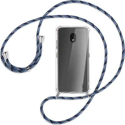 Produktbild von Handykette Backcover-Schutzhülle mit Band (Metall silberfarben) für Nokia 2.2 - Blautöne