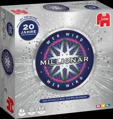 Produktbild von Jumbo Wer wird Millionär?, Kartenspiel, Trivia, 12 Jahr(e), 45 min, Familienspiel
