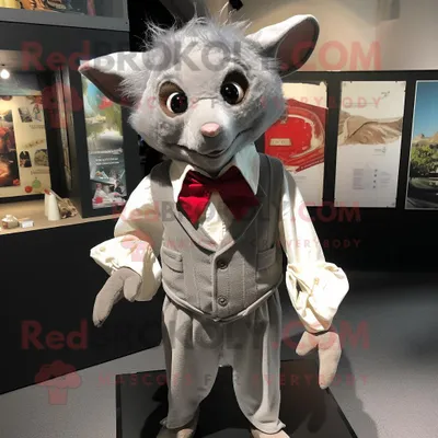 Productafbeelding van Silver Bat mascotte REDBROKOLY kostuum personage gekleed met een Henley T-shirt en pochetten