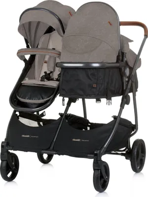Image de Chipolino Poussette jumelle Duo Smart pliable transformable réglable Chancelière marron noir