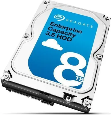 A Seagate 8TB Enterprise HDD is shown against a white background.