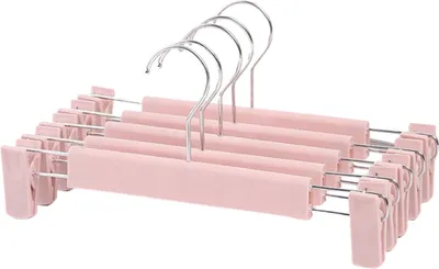Produktbild von 5pcs/Set starker Lagerkleiderbügel mit Frühlingsklemme ohne Geruchskastzellzoghaus Haushaltsvorräte-Rosa