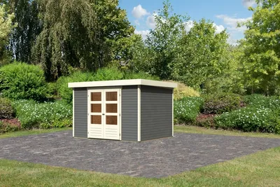 Produktbild von Karibu Gartenhaus Gerätehaus Askola 5 terragrau 302x246x211 cm