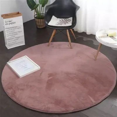 Produktbild von Fellteppich Kunstfell Teppich in Alt Rose Extrem Flauschig Seidiger Glanz, Maße:Ø 160 cm Rund