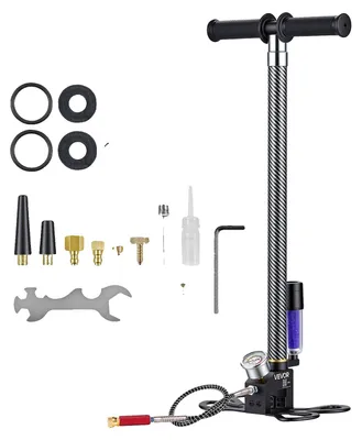 Imagen del producto de Bomba de aire VEVOR PCP de 3 etapas, bomba de alta presión de 31,03 MPa, bomba de pie con filtro de agua/aceite, manómetro y carcasa de acero inoxidable, ideal para rifles de aire comprimido, paintball, inflado de neumáticos y botes inflables