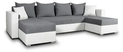 Produktbild von Wohnlandschaft mit Schlaffunktion Beno - U-Form Couch, Ecksofa mit Bettkasten, Couchgranitur mit Bettfunktion, Polsterecke (Weiß + Dunkelgrau (Cayenne 1111 + Enjoy 23))