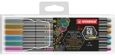 Produktbild von STABILO Premium Metallic-Filzstift - Pen 68 metallic - 6er Pack - 6 verschiedene Metal…