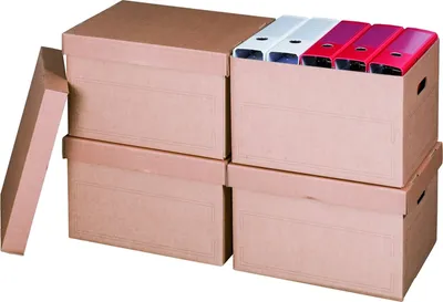 Produktbild von 440 x Archivboxen Archivschachteln für bis zu 5 Ordner (80 mm) mit Stülpdeckel in Braun