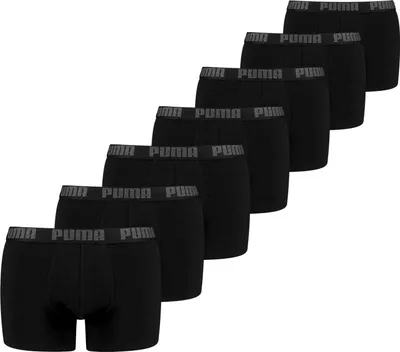 A stack of black Puma boxer briefs.