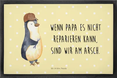 Produktbild von Mr. & Mrs. Panda Schmutzfangmatte Wenn Papa es nicht reparieren kann, sind wir am Arsch 60 x 90 cm - Gelb Pastell - Geschenk, Fussmatte, Vatertag, fußmatte, abstreifer