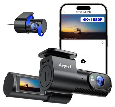 Produktbild von Dashcam Autokamera Fahrzeugkamera - 4K vorne und 1080P hinten - WLAN und App - 170° Weitwinkel - Loop-Aufnahme - Parkmodus