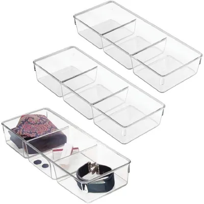 Produktbild von mDesign Schubladenteiler OrganizerAufbewahrung 3er-Set Kunststoff Transparent