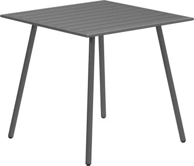 Zdjęcie produktu dla Fortuna Lai Stół ogrodowy stalowy 80 x 80 x 74 cm Odporny na warunki atmosferyczne Stół bufetowy z ramą stalową, antypoślizgowy Stół kempingowy dla 4 osób Stół balkonowy Stół tarasowy Stół ogrodowy do ogrodu, tarasu, balkonu, szary