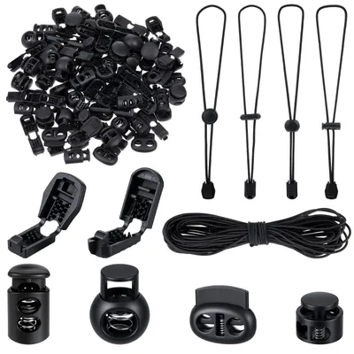 Elastikseil 10 m, 3 mm, schwarz, mit 40 Kordelstoppern und 40 Klemmen