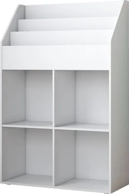 Produktbild von Vicco Kinderregal Conny, 72 x 111 cm mit 4 Ablagen für Faltboxen, Weiß/Weiß