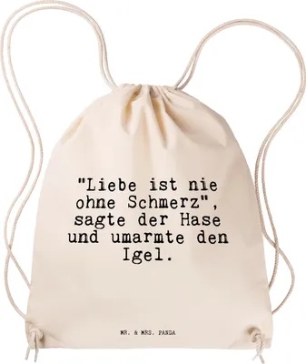 Produktbild von Mr. & Mrs. Panda Jutebeutel "Liebe ist nie ohne... - Transparent - Geschenk, Baumwolltasche, Spruch Sprüche Weisheiten Zitate Lustig Weisheit Worte, gym tasche, Beutel