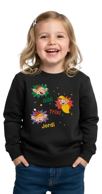 Produktbild von Spreadshirt Weihnachtsmann & Co. KG Gilfi, Trixi Und Jordi Kinder Premium Pullover, 122/128 (6 Jahre), Schwarz
