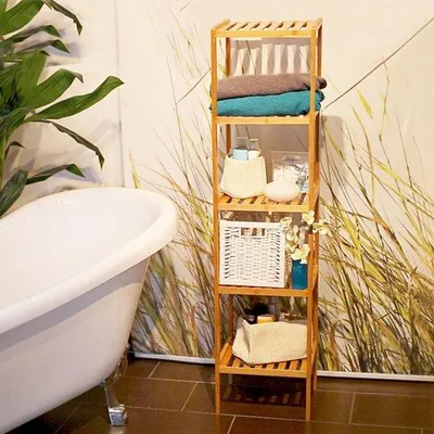 Immagine prodotto di Scaffale da bagno in legno e bianco