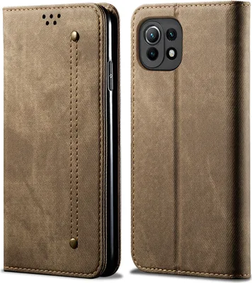 Obrázek produktu pro Xiaomi Mi 11 Lite Pouzdro, Kožené Peněženkové Pouzdro s Magnetickým Uzavíráním a Stojánkem pro Xiaomi Mi 11 Lite Khaki