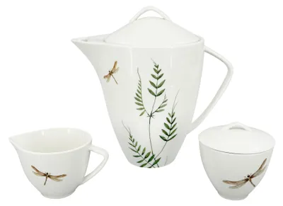 Obrázok produktu pre Porcelánová čajová súprava Vážka (čajník 1600 ml, kanvica na mlieko 150 ml, cukornička 150 ml)