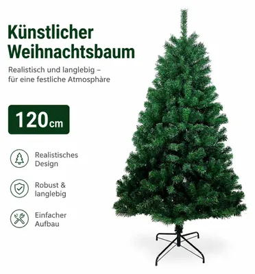 Produktbild von 120cm Künstlicher Weihnachtsbaum Tannenbaum Naturgetreu Kunstbaum aus PE und PVC