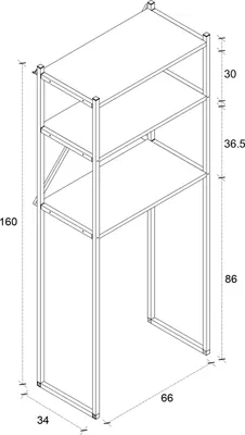 Zdjęcie produktu dla Metalowa szafa przebudowana | Pralka | Wymiary: H. 160 x W. 66 x D. 34 cm | 3 Drewniane półki - Insasi