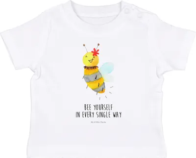 Produktbild von Mr. & Mrs. Panda  T-Shirt Biene Blume 12. - 18. Monat - Weiß - Geschenk, Baby Oberteil, Shirt, Babyshirt, Baumwollshirt