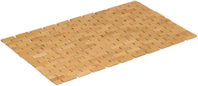 Produktbild von Badezimmerteppich aus Bambus - 70 x 42 cm - Rutschfest - Aufrollbar - Duschmatte - Badezimmermatte - Für Sauna, Schwimmbad - Bambusmatte - Natürlich