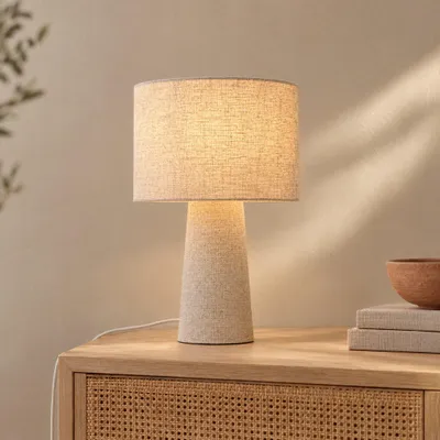 Produktbild von lusenz Tischleuchte Melyro lino E27 Fassung IP20 Leinenkappe Pilzlampe