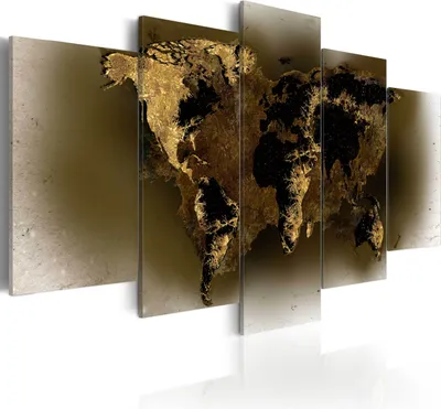 Zdjęcie produktu dla Nowoczesna fototapeta k-A-0011-b-p (100x50) - 5 części Fototapeta na płótnie z włókniny Zdjęcie Dekoracja Wall Art Print WORLD MAP