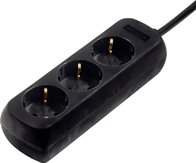 Immagine prodotto di Presa di corrente a 3 vie, nera, 1,4 m (00030391)