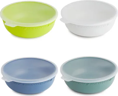 Produktbild von Rotho 4er Schüssel Set mit Deckel Tresa 1,02L - Frischhaltedose 19,5 x 18,2 x 6,2 cm - Küchenschüssel Kunststoff - Vorratsdose rund - Vorratsbehälter