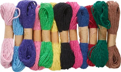 Produktbild von VBS Hanfschnur, Bunt sortiert, 12 Strängchen à 10 m