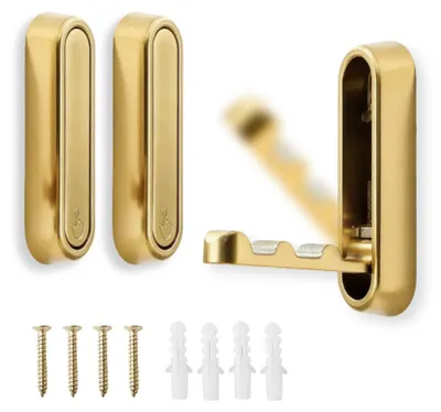 2er-Set Wandhaken 90° klappbar aus Aluminium, gold
