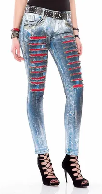 Produktbild von WD375 Damen Röhrenjeans mit Edelsteintaschen in Skinny Fit