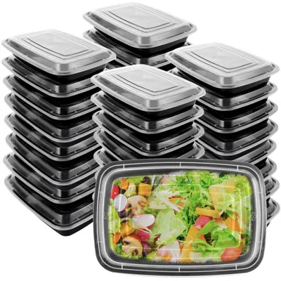 25 Meal Prep Boxen 750 ml, 1 Fach, schwarz, BPA-frei