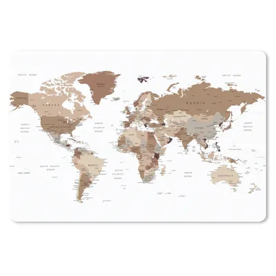 Produktbild von MuchoWow® Schreibtischunterlage Weltkarte - Einfach - Braun 60x40 cm - XXL Mauspad - Großes Mauspad