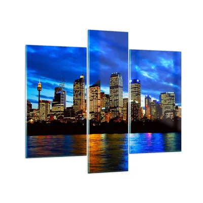 Produktbild von Bilder auf glas - Australien Nacht Stadt Wolkenkratzer - 95x80cm - Glasbilder - Wandbilder - Kunstdruck - Wanddekoration aus Glas - Glas Bilder - Wandbild auf Glas - GCB95x80-1150