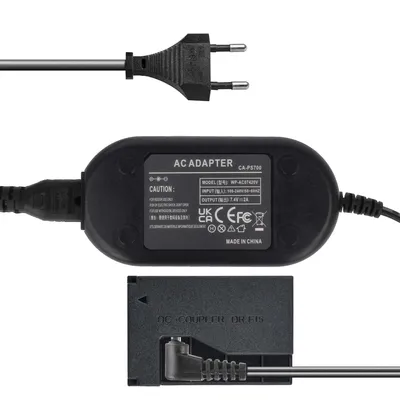 Produktbild von Netzteil mit Akkuadapter für Canon EOS 100D, EOS Kiss X7, EOS Rebel SL1, Powershot SX 70 HS - ersetzt LP-E12 - 7.4V 2A