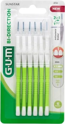 Image de Sunstar Gum Brosses interdentaires cylindriques 0,7mm - 6 pièces, utilisables des deux côtés pour une hygiène buccale optimale