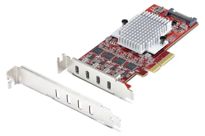 Productafbeelding van PCIe-kaart met 4 USB Type-C poorten, USB-C 10 Gbps