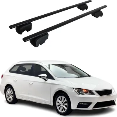 Image de Barres de toit Transversales pour Seat Leon 2014-2019 ABE Noir 2x