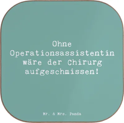 Produktbild von Mr. & Mrs. Panda Tassenuntersetzer Spruch Operationsassistentin Wichtigkeit - Meeresbrise - Geschenk, Tischschoner, Untersetzer für Gläser, Tischuntersetzer, Berufe