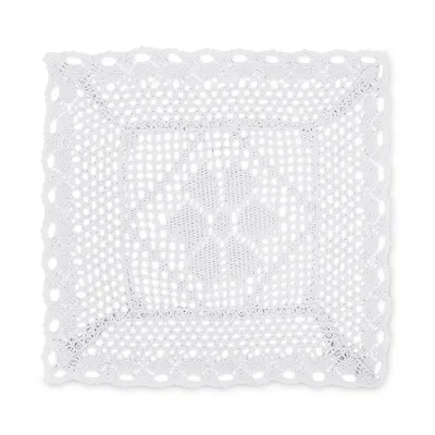 Image de Serviette, napperon ajouré au crochet, blanc, carré, pour un panier de Pâques 30x30