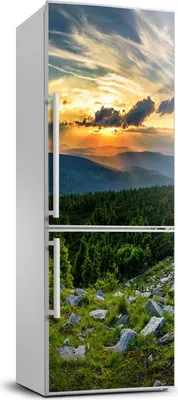 Produktbild von Tulup Kühlschrankdekoration - 70x190 cm - Aufkleber auf dem Kühlschrank - Panorama der Berge