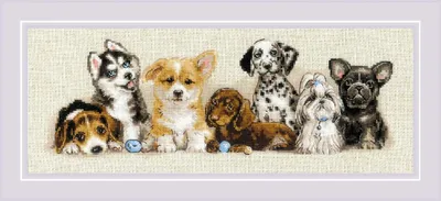 Obrázek produktu pro Výšivky křížkem Riolis "Puppies", 40x15cm, počítaný vzor