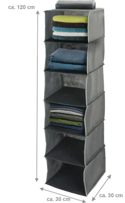 Produktbild von Hängeorganizer mit 6 Fächern, faltbar, für Schuhe, Kleidung, etc. mit Klett-Verschluß-Aufhänger für Kleiderstangen