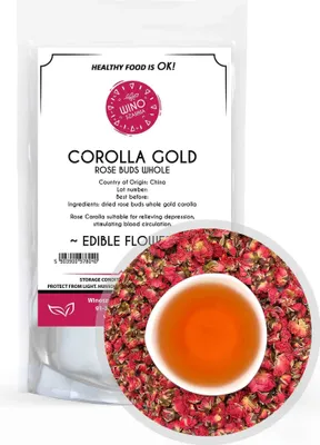 Produktbild von Rosenblütenknospen, Corolla, golden, getrocknet, 50 g, essbare Blüten